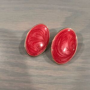 Red and pink glitter swirl retro vintage earrings